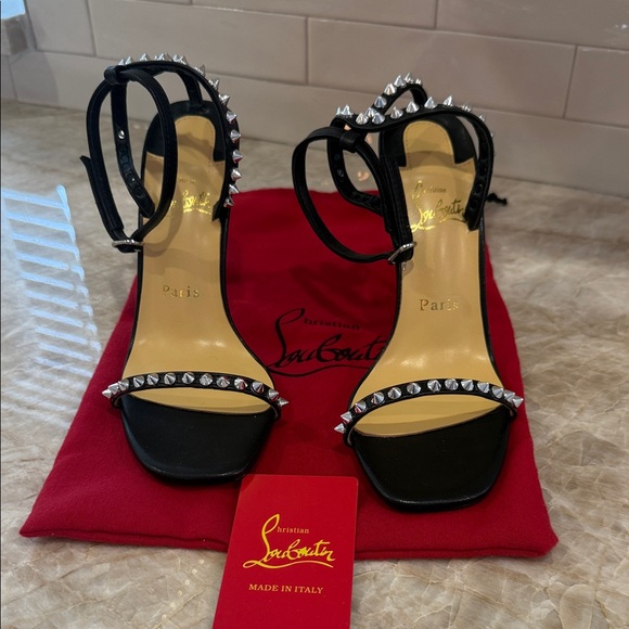 Christian Louboutin Shoes - Christian Louboutin Black and Silver Studded Heels